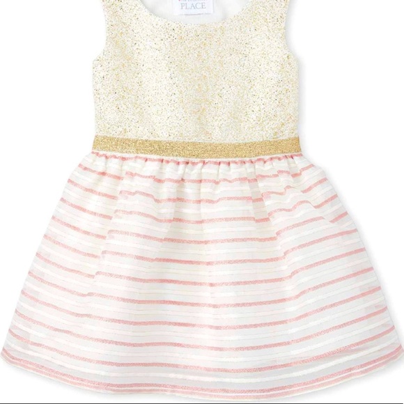 4T- Sleeveless Pleated Dress Simply White Stripes